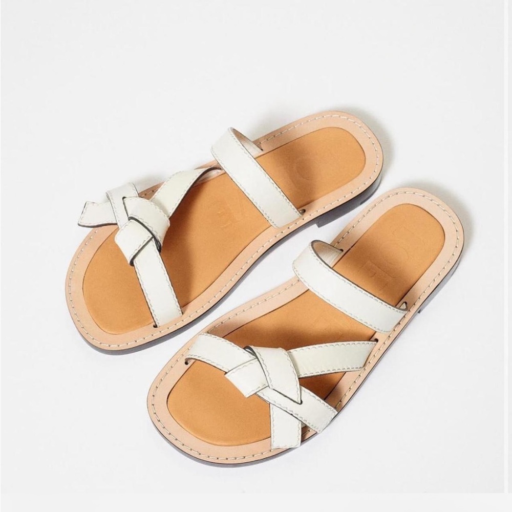 Loewe Gate White Leather Sandals